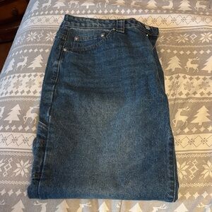 Edikted Blue Carpenter Low Rise Baggy Jeans